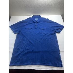 Lucky Brand Mens Pullover Knit Short Sleeve Blue Cotton Polo Shirt XXL
